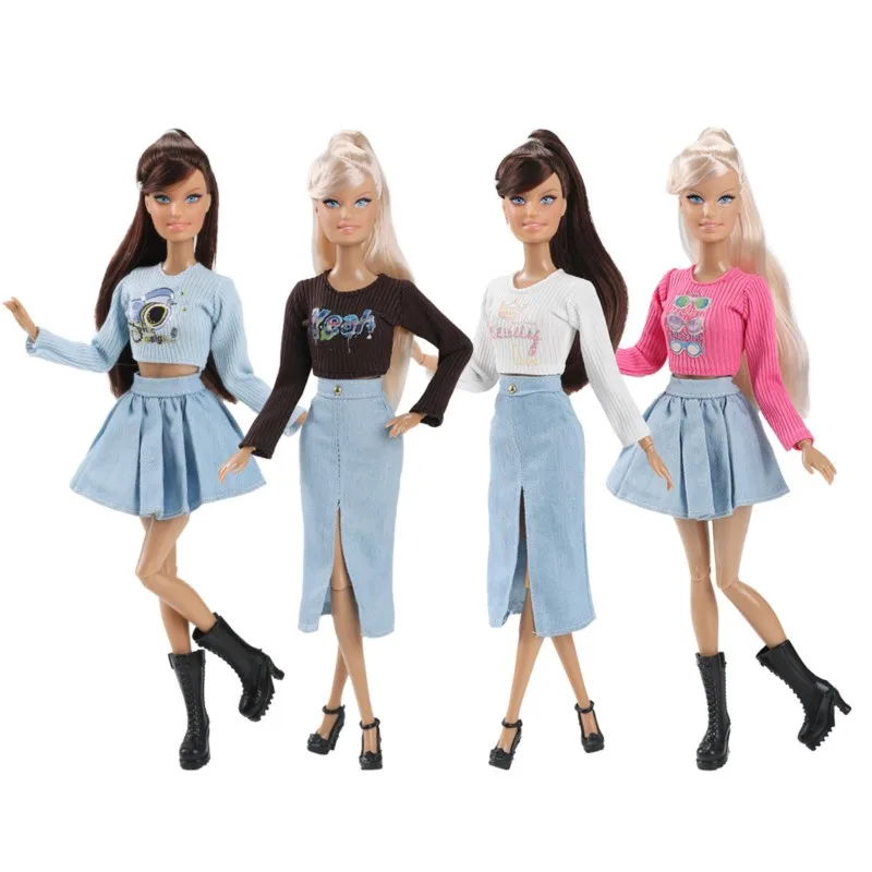 30cm Supermodel Doll 1/6 Female Doll With Clothes Joints Movable Dolls Fashion Dress Up Denim Skirt Doll Girls Play House Toys