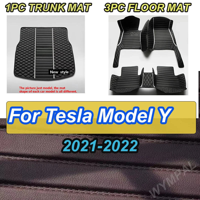 

Роскошный автомобильный коврик на заказ для Tesla Model Y 2021 2022, ковер из прочной кожи