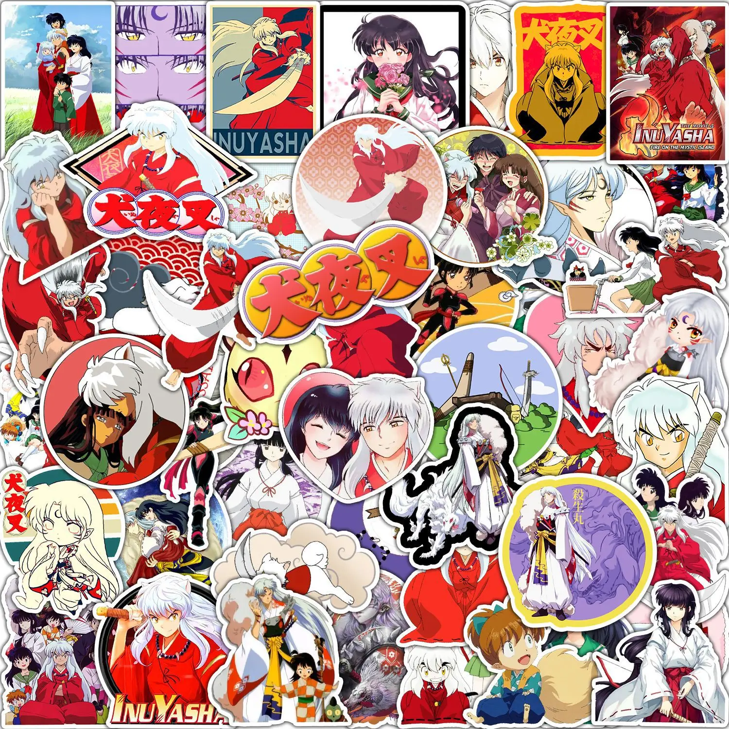 50pcs Inuyasha Cartoon Graffiti Stickers Skateboard Refrigerator Computer Mobile Phone Decoration Stickers