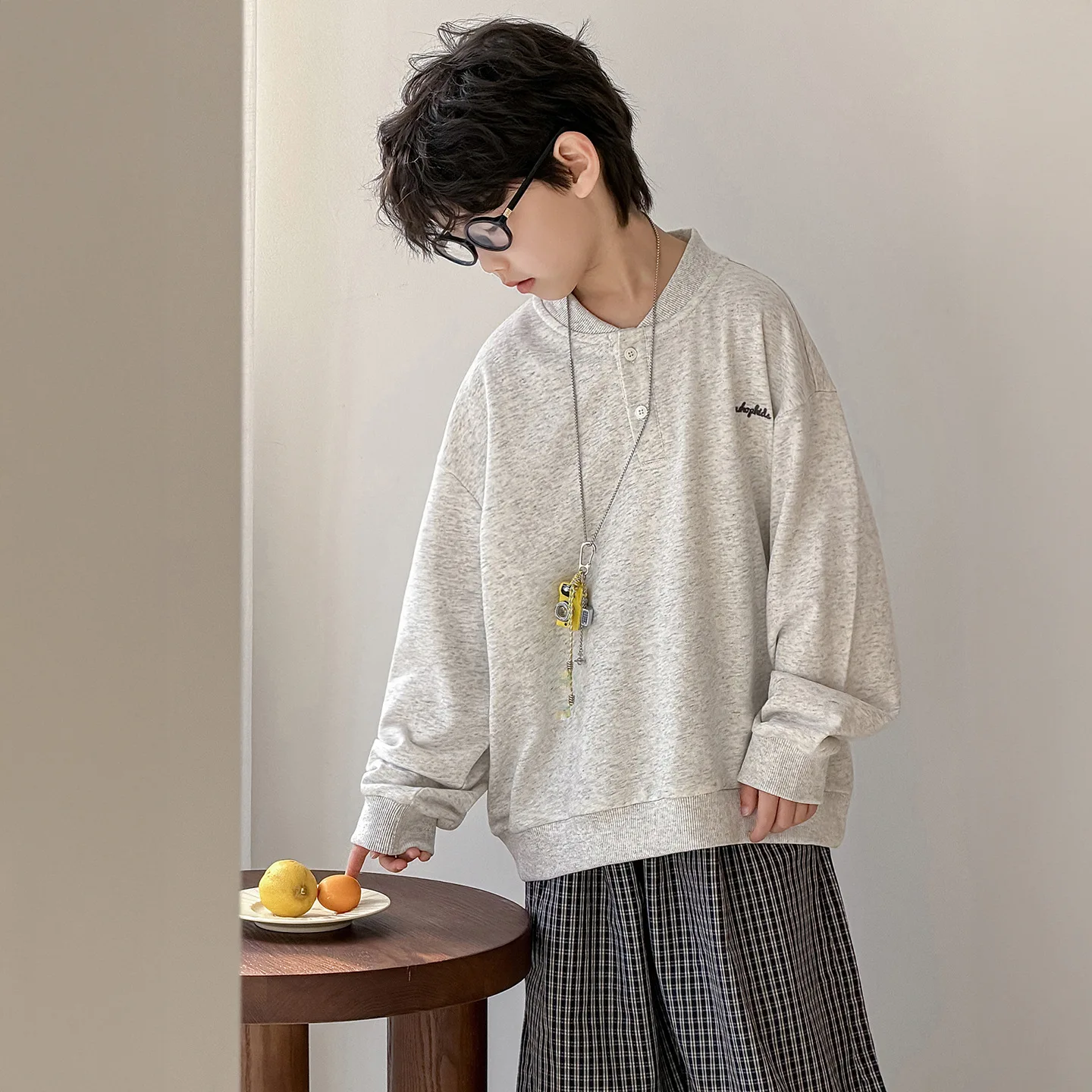 Boys Hoodie 2026 Spring and Autumn New Childrens Clothing Korean Boys and Girls Fashionable Embroidery Standing Collar Hoodie