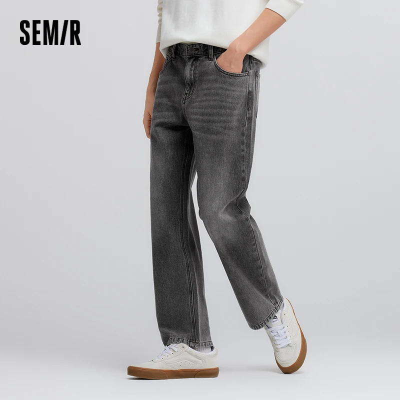 Semir Jeans Men 2025 Spring New Long Trousers Vintage Loose Straight Trousers Simple Relaxed