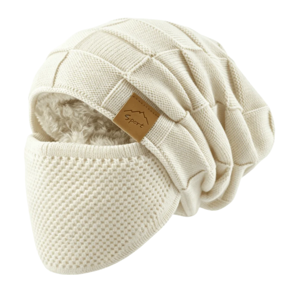 2Pcs/Set Unisex Elastic Hat Face Mask Set Windproof Durable Full Head Cover Hat Thickly Warm Men Knit Beanie Snowboarding