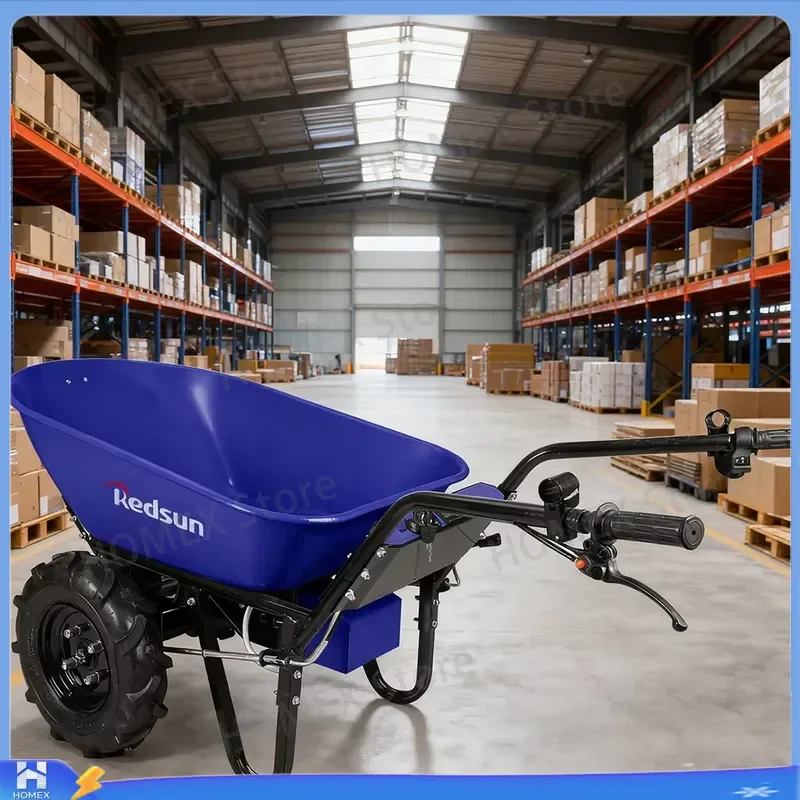 2 Wheel Electric Garden Cart Portable Professional Trolley for Family Greenhouse Heavy Duty 250kg Load Capacity Power Wagon