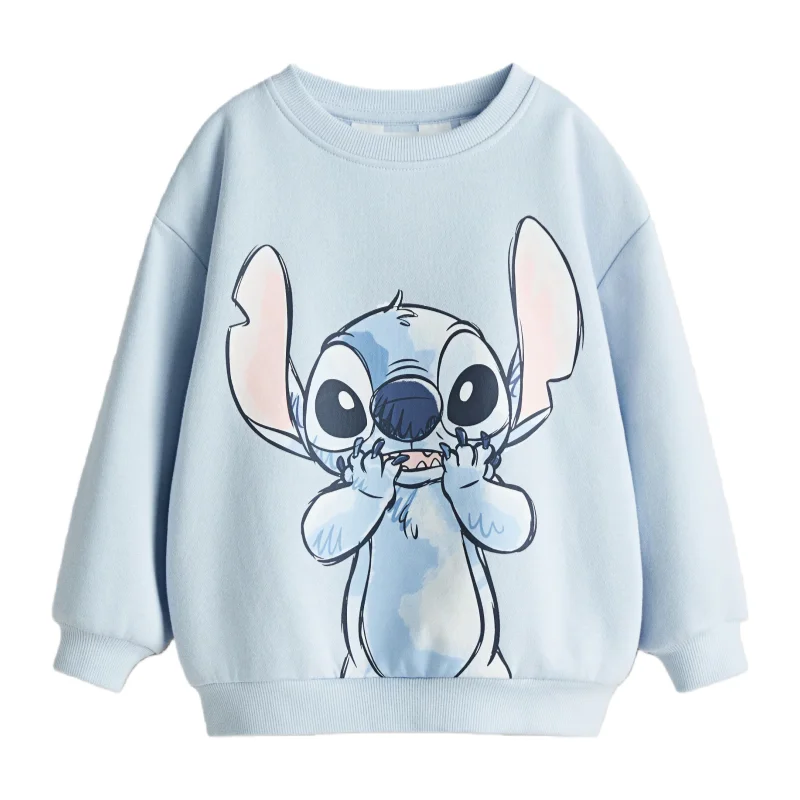 ديزني لطيف مفاجأة غرزة الكبار الاطفال Crewneck البلوز البلوز المنزل عادية لينة مريح أنيق مريح صالح الخريف الشتاء