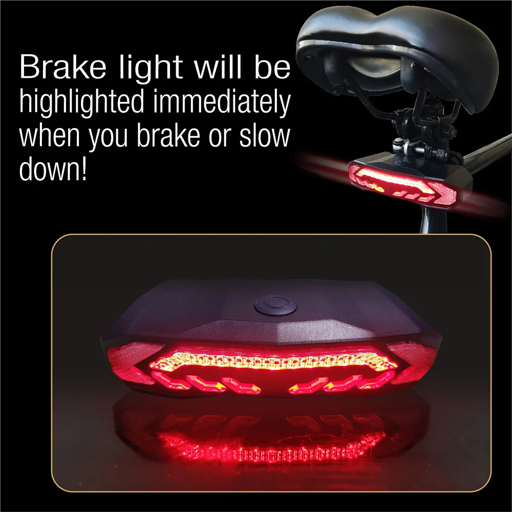 Bicycle Alarm Anti Theft Bike Taillight Alarm USB Rechargeable LED Waterproof Tail Light Automatic Induction Bike Lamp