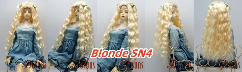 JD880 Lange Sauvage Welle Mittelscheitel Meerjungfrau Lockig mit Twin Bow Braids Puppe Perücken 1/8 1/6 1/4 1/3 Pullip Blythes BJD Haar – Detail 10