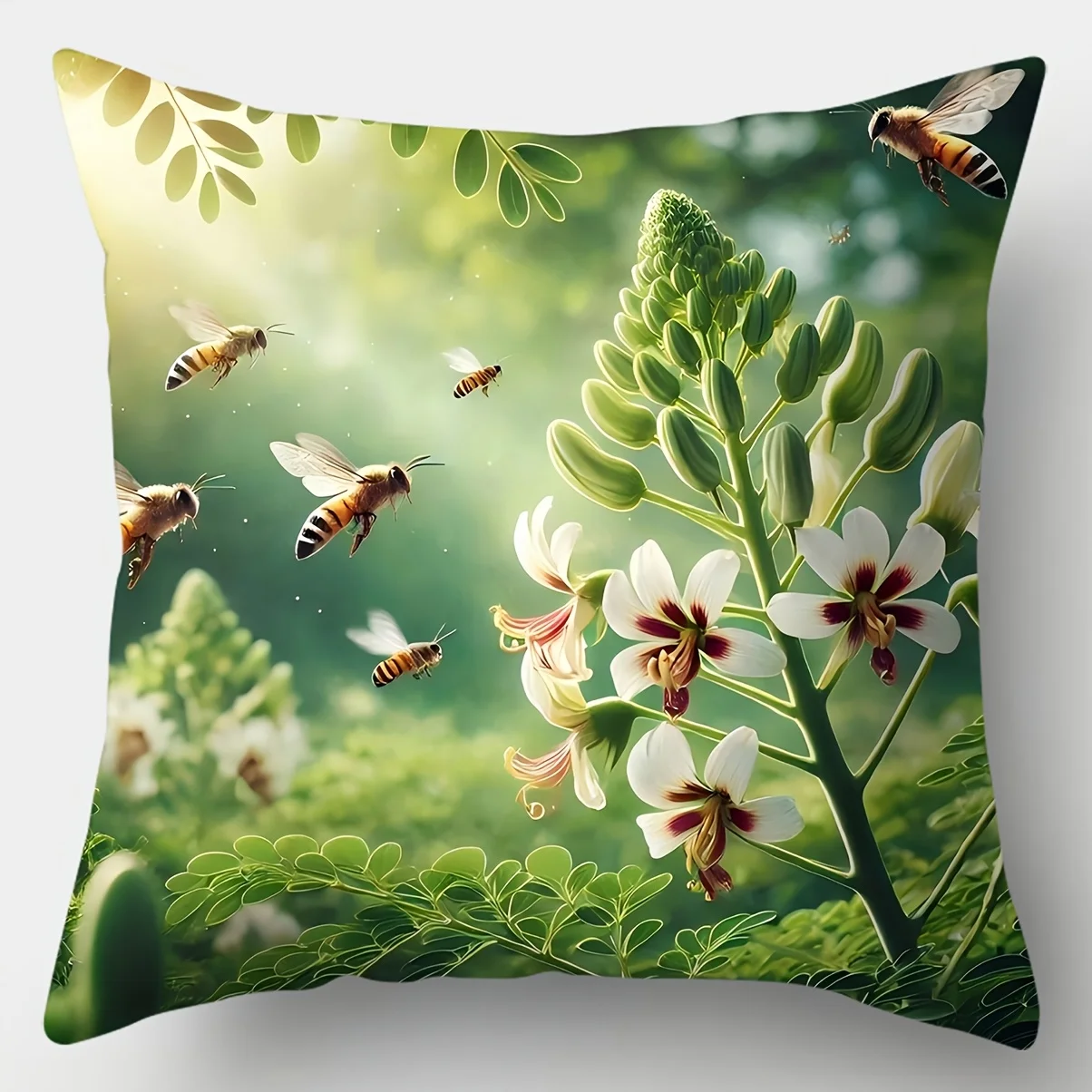 Pcs Floral Pillow Covers 45x45cm Double-sided Printed Cushion Cases Butterfly Bee Lily Magnolia Home Decor Throw Pillows No