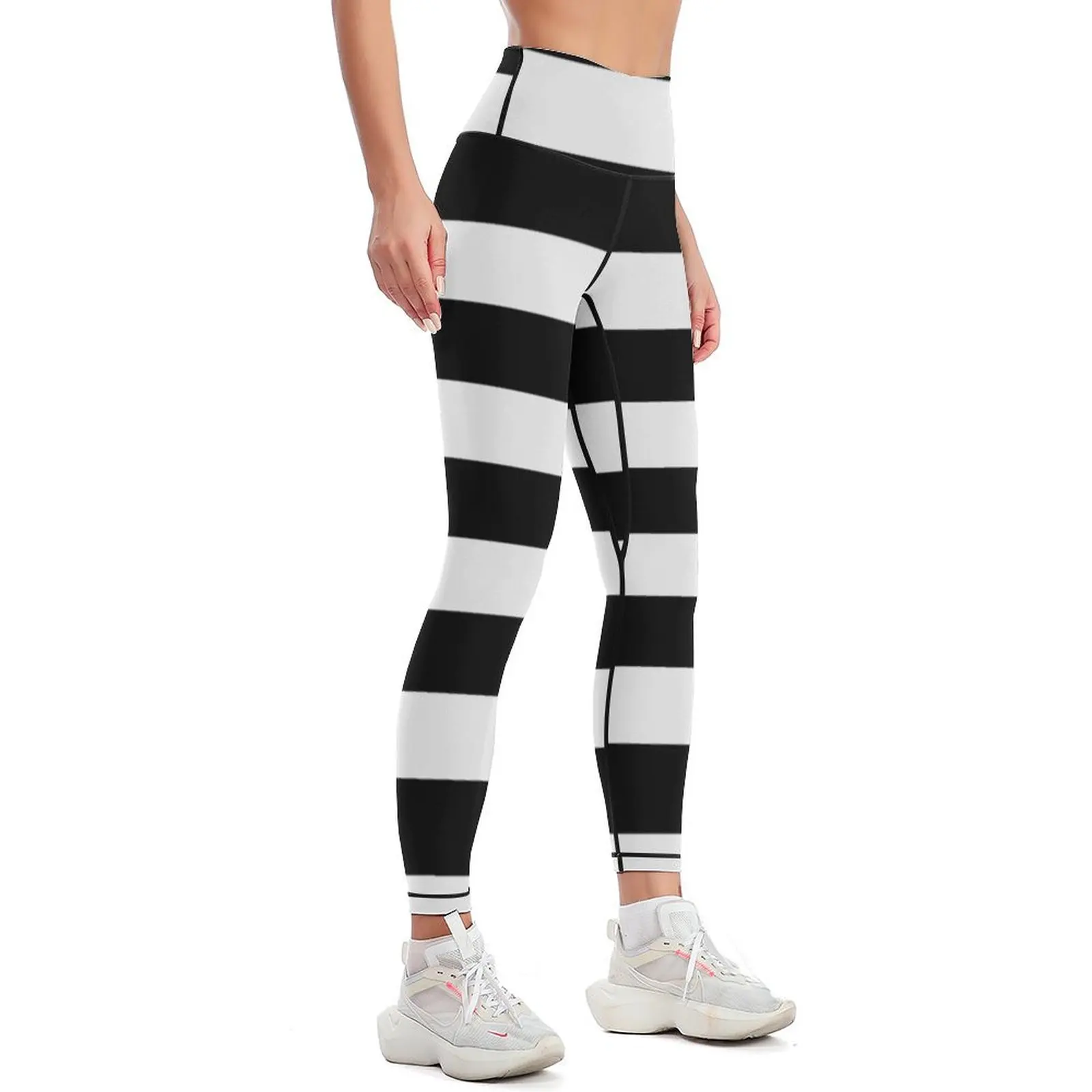 Black White Horizontal Lines Leggings exercise clothing for Women's tights Womens Leggings