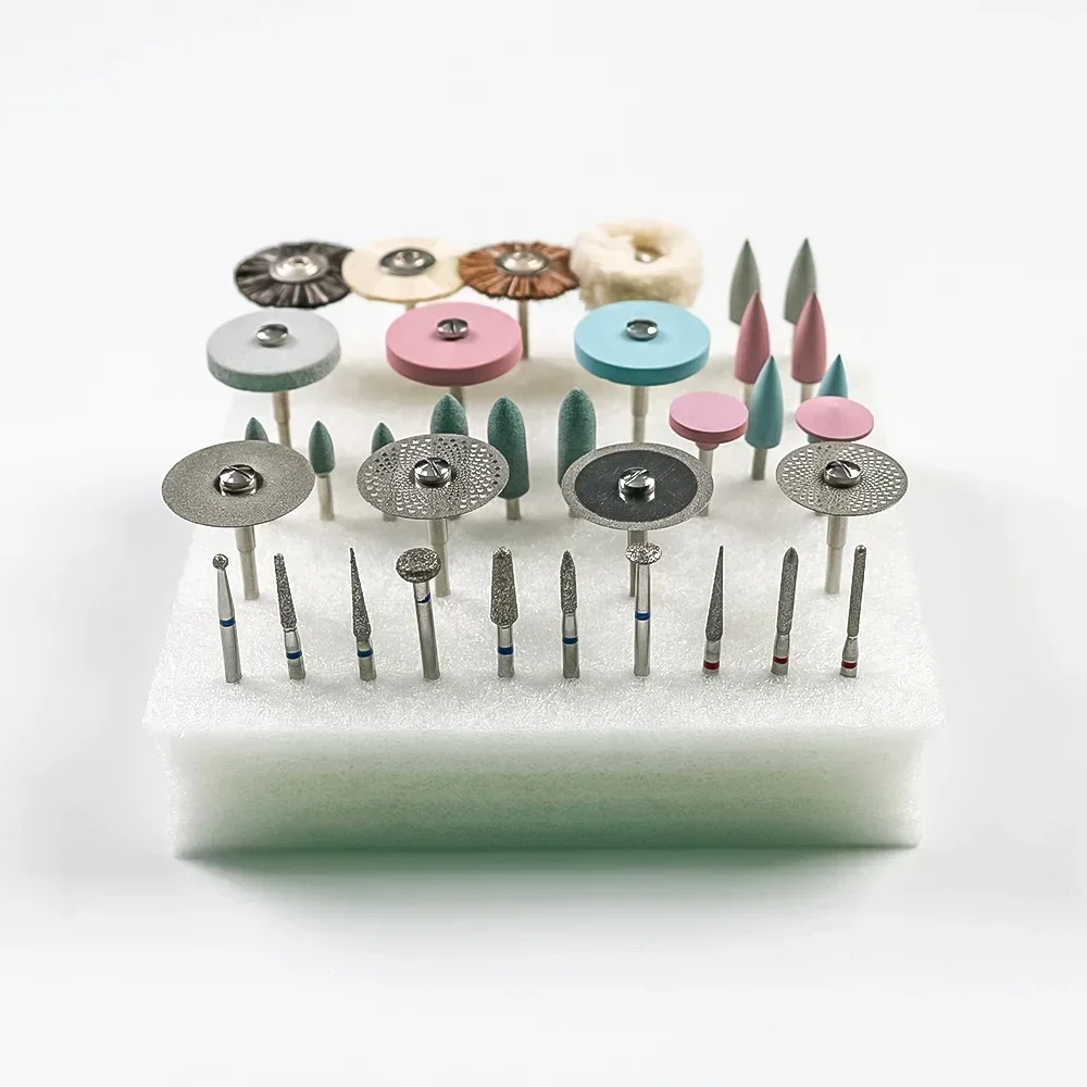 Dentals Popular  Kit Grindings and Polishings Ceramics Porcelains Polish Burs Discs Brushes Set