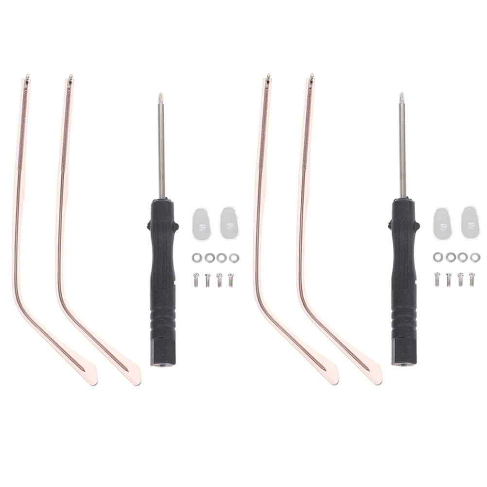 

2 Sets Glasses Accessories Rose Gold Eyeglasses Temples Replacement Arm Legs Major Repair Covers Plate Metal Parts Tips Sleeves