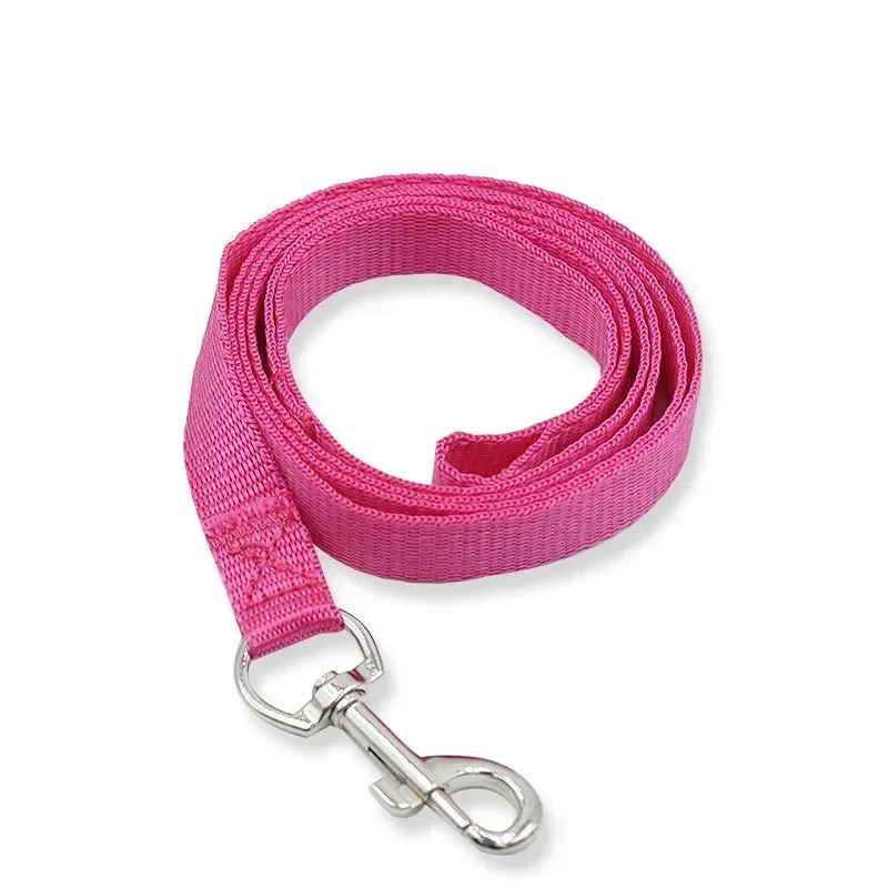 7 Colors Long Nylon Dog Pet Collar Harness Leash Lead for Daily Walking 1.5cm Width Optional Training Leash