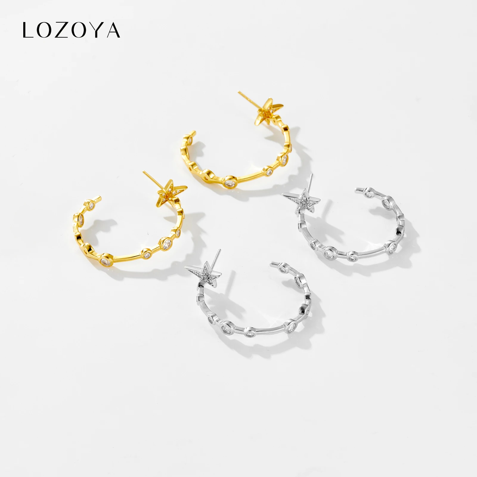 

LOZOYA 925 Sterling Silver Large Hoops 30mm Zircon CZ Rock Punk Circle Luxury Jewelry 2026 Fine Jewelry Fashion Women Praty Gift