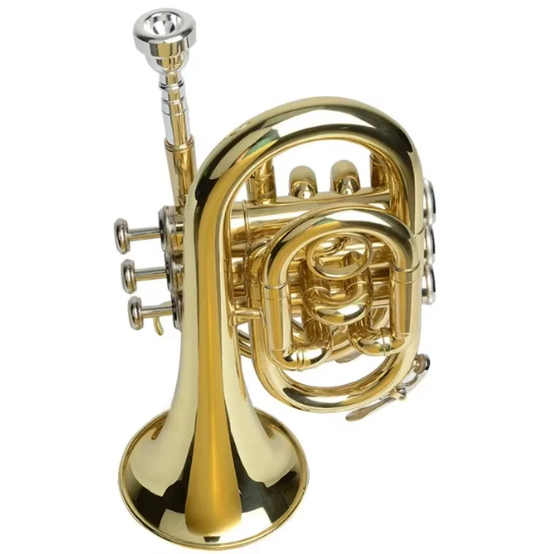 Bugle Handheld Bb-clef Pocket Horn Mini Three-key Hot Selling Model Brass Wind Instrument