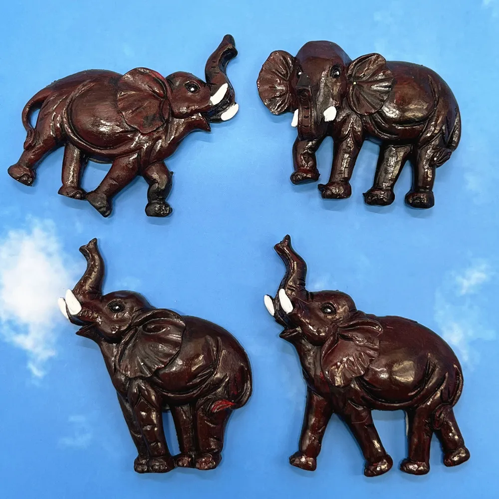 Imán de nevera 3D con efecto madera de elefante del sudeste asiático, recuerdo de animal de resina, regalo y coleccionable