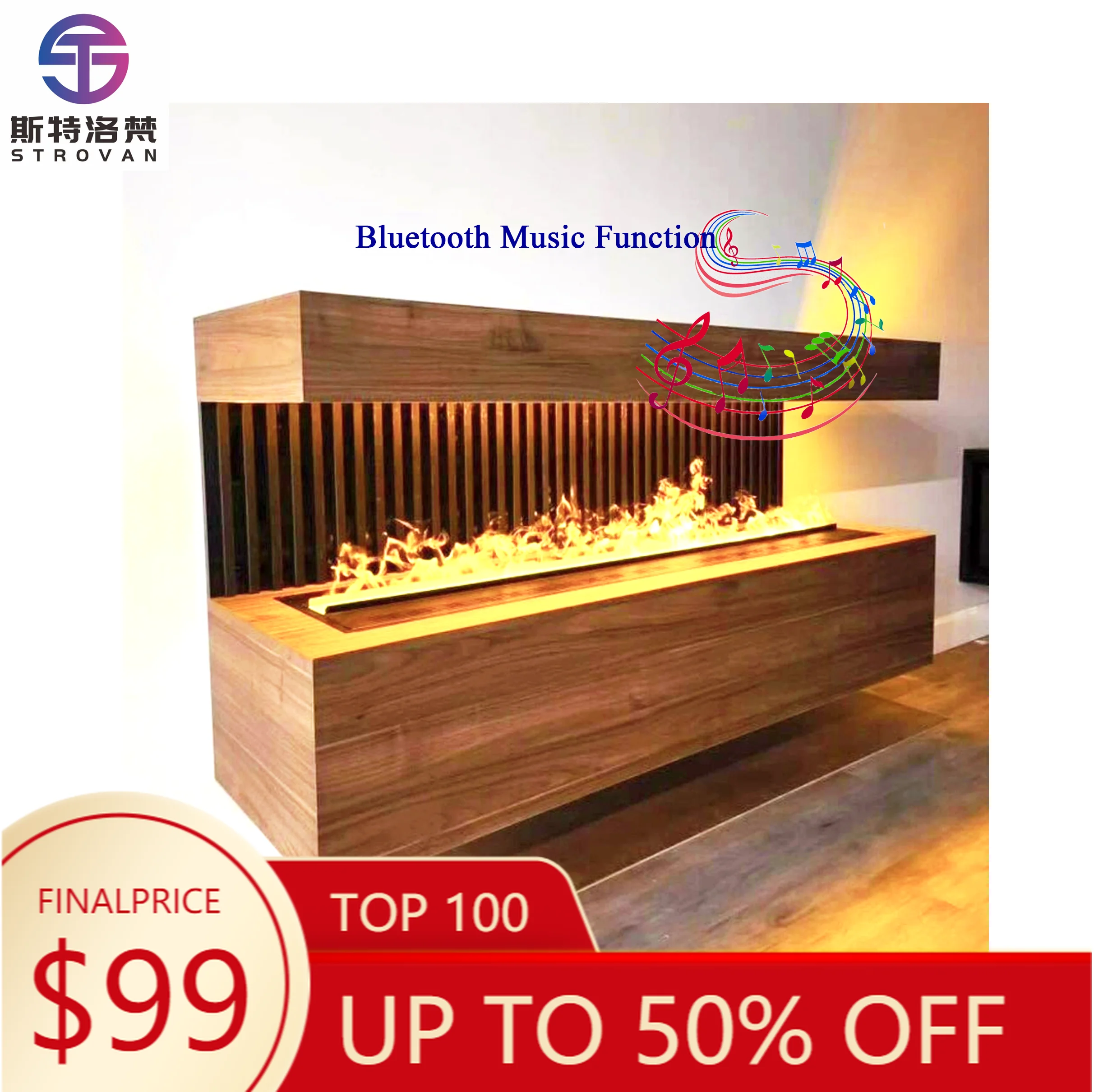 

ZXHK Qijiang 800mm 3D Fireplace Multimedia Bluetooth Music Model 3D Water Vapor Fireplace Simulation Flame Atomizing 3D Fireplac