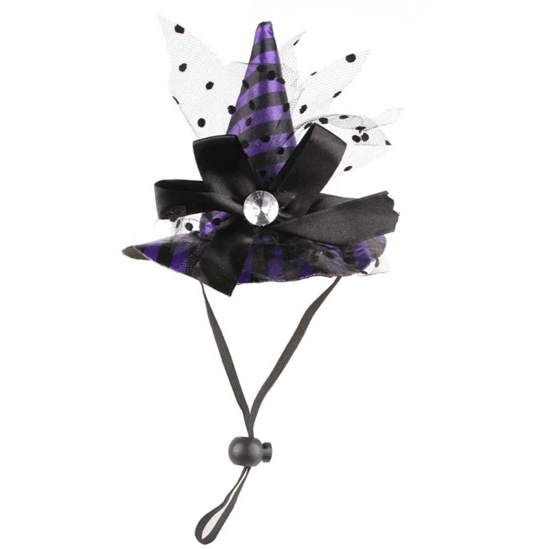 Tendencia gats perros sombrero bruja con barbilla estirada cuerda halloween fiestas mascota sombrero