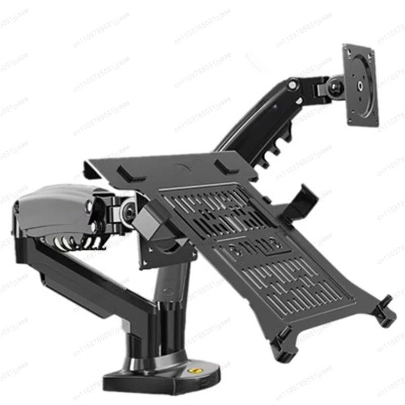 Black Single Screen Stand + FP-2 D52 Laptop Riser, 2-in-1 Dual Monitor Desk Mount, Extendable Rotating Cooling Base