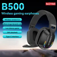 MZYDM B500 Auriculares inalámbricos Bluetooth 5,4 para juegos con luz RGB, auriculares supraaurales de baja latencia con micrófono para auriculares de PC
