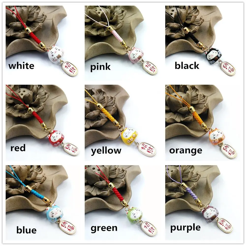 Japanse Lucky Cat Telefoon Bandjes Schattige Sleutelhanger Tas Accessoires Telefoon Sleutelband Lanyard Hang Charm Touw Decor