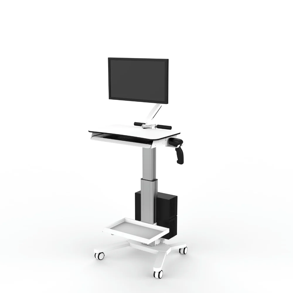 Modern Height Adjustable Mobile Workstation Laptop Cart Monitor Medical Trolley Hospital Clinic School