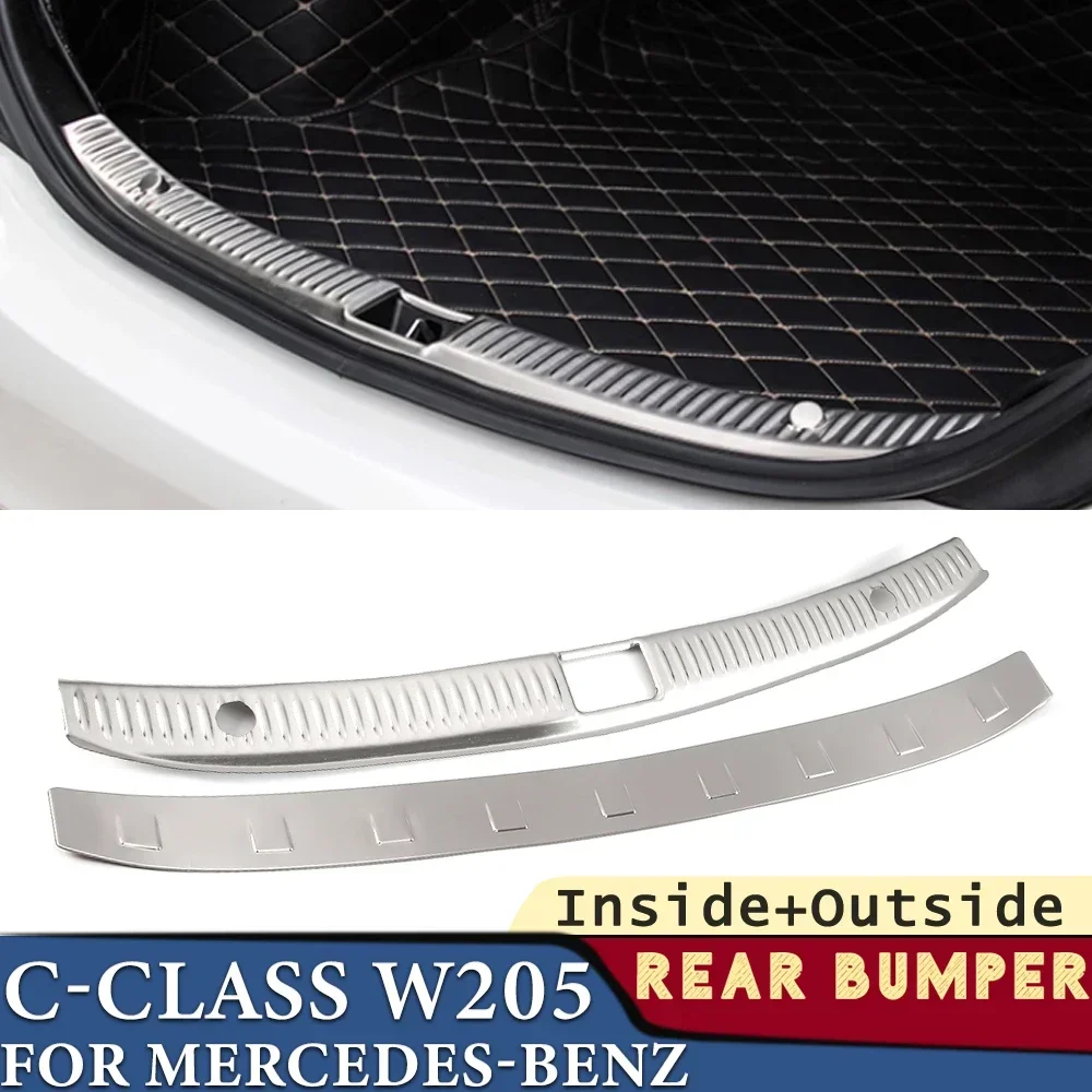 

Trunk Bumper for Mercedes-Benz C-Class W205 2017-2020 Car Accessories Stainless Rear Fender Protector Cover Sticker Decoration