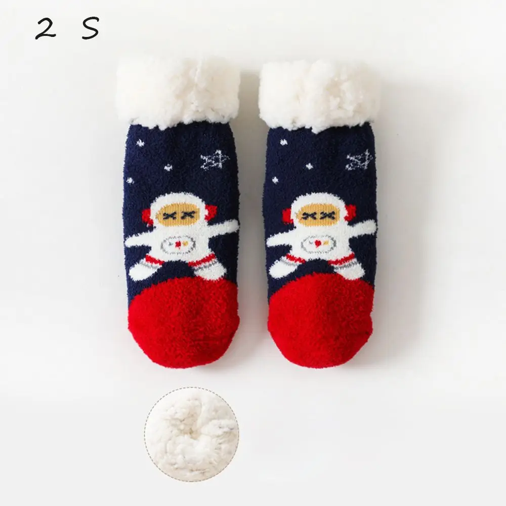 

Protection And Warmth Combed Cotton Cartoon Non-Slip Baby Socks Lamb Velvet Sock Children's Floor Socks Autumn Winter Socks