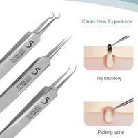 1/3Pcs Acne Pimples Blackhead Remover Clip Ultra-fine Tweezers Black Dots Blackhead Extractor Acne Needle Facial Cleaner Skin