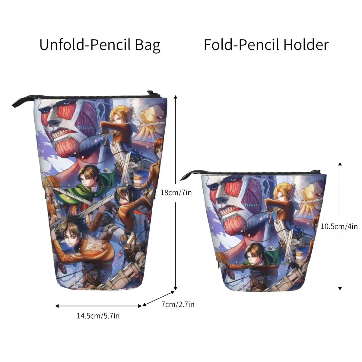 Attack On Titan Pen Box Student School Zipper Pen Bag Child Stationery Bag Pencase Vertical Retractable Pencil Case