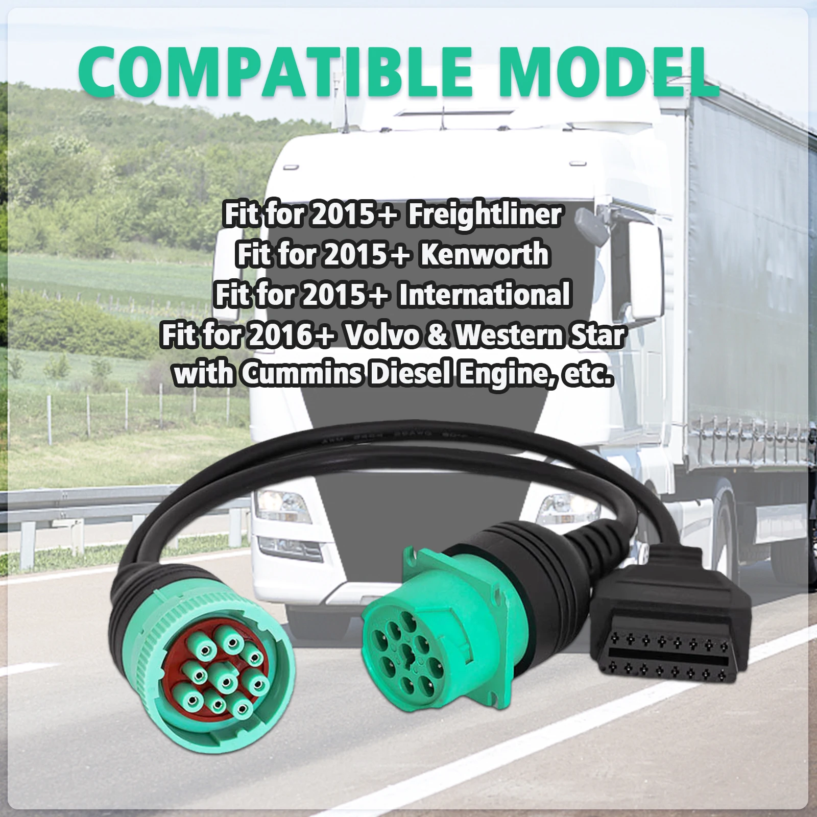 J1708 J1939 OBD Connector For Cummins 6Pin 9Pin to OBD2 OBDII Diagnostic Cable For Volvo/VW/Deutsch/Freightliner/Kenworth Trucks