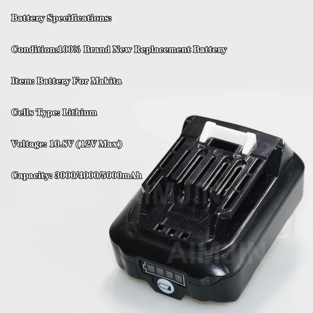 BL1021B BL1020 12V 10.8V 5000mAh Li-ion Power Tools Rechargeable Battery for Makita BL1016 BL1015 BL104 DF331D