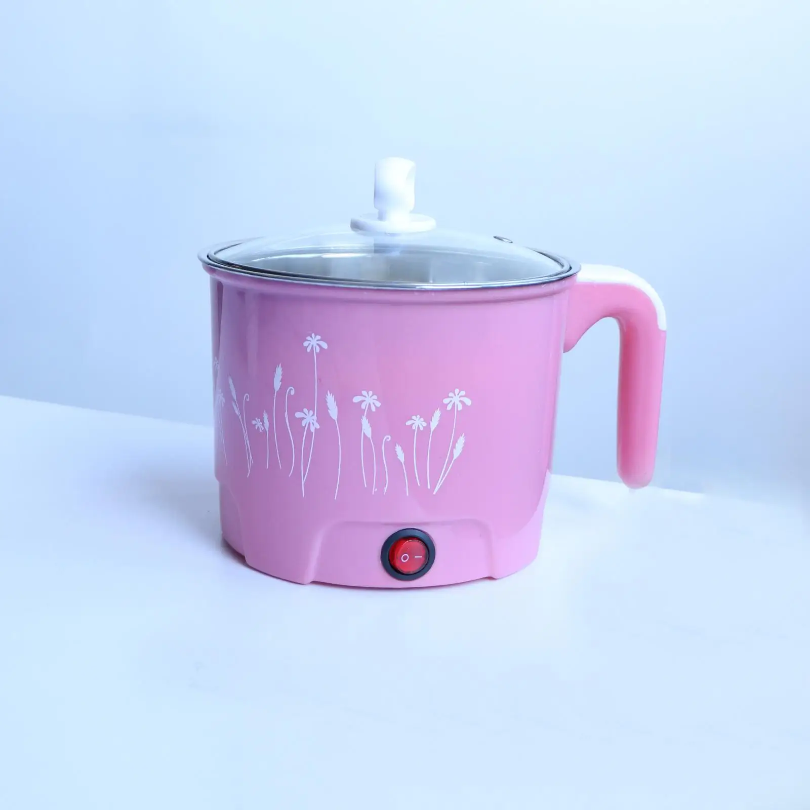 Mini Electric Cooking Pot  Noodle Cooker 220V EU Plug Pink_Dia.18cm