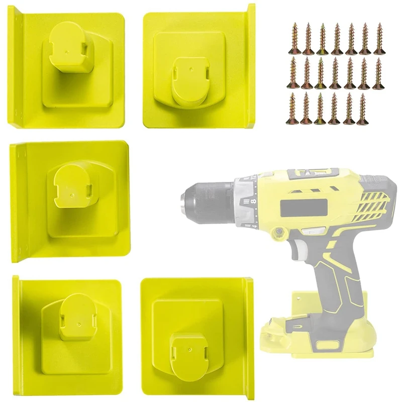 5 Packs Tools Drill Mount Holder, Fit For Ryobi 18V Tool Holder Dock Hanger With 20 Screws