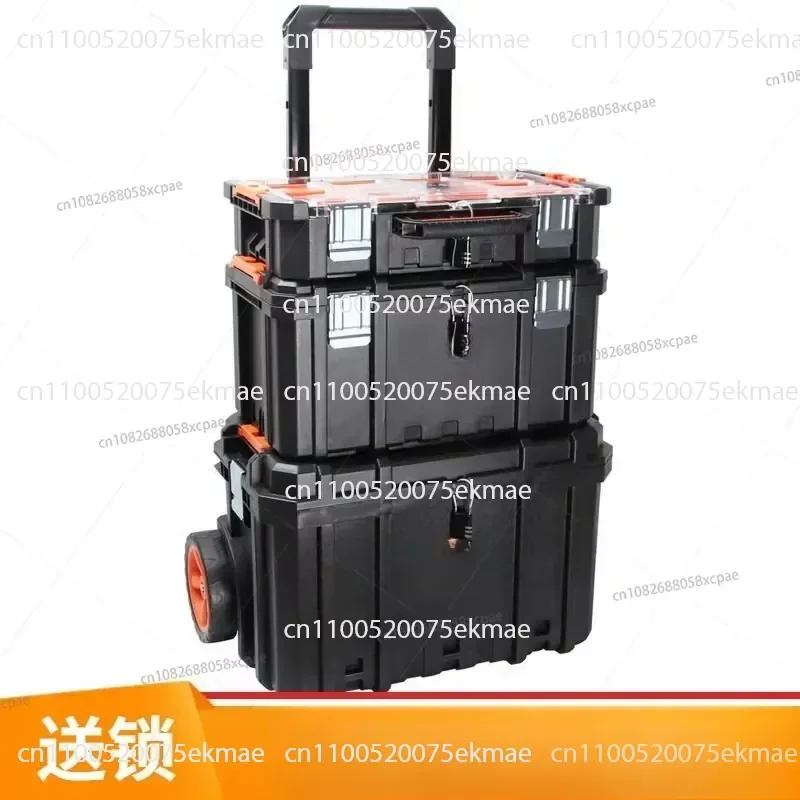 Tie Rod Toolbox Stacked Three-layer Storage Box Large Wheeled Removable Installation Toolbox Cart