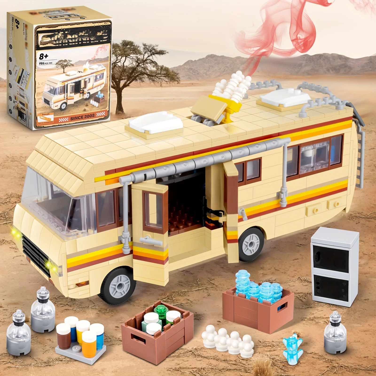 Juego de construcción de autobús de Breaking Bad para niños y niñas, juguete educativo para armar autocaravana, regalo de cumpleaños y Navidad, 986 piezas