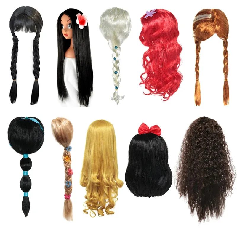 Girl Princess Cosplay Wig Children Mermaid Wig Princess Hair Accessories Carnival Party Wig Princess Dress Accessories Matching