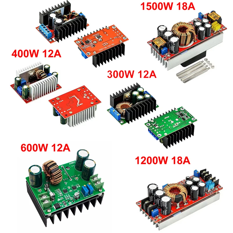 150W/6A 300W/400W/600W/12A 1200W/1500W/18A DC-DC Boost Converter Step Up Power Module 10-32V To 12-35V 60V Voltage Charge Board