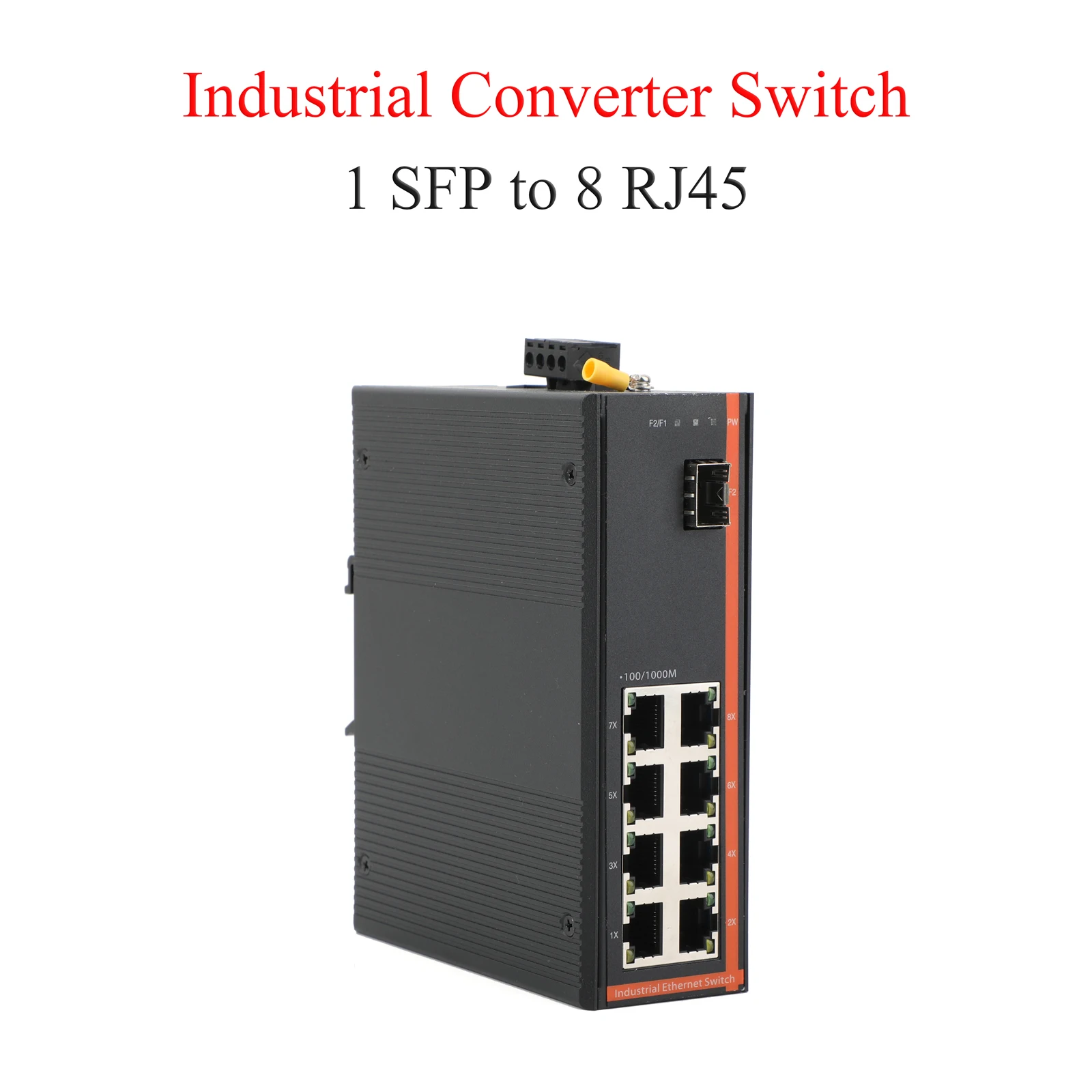 

1PCS Gigabit SFP Industrial Transceiver 1 SFP to 8 RJ45 10/100/1000M Fiber Optic Switch 550M/2KM/3KM for Industrial Network