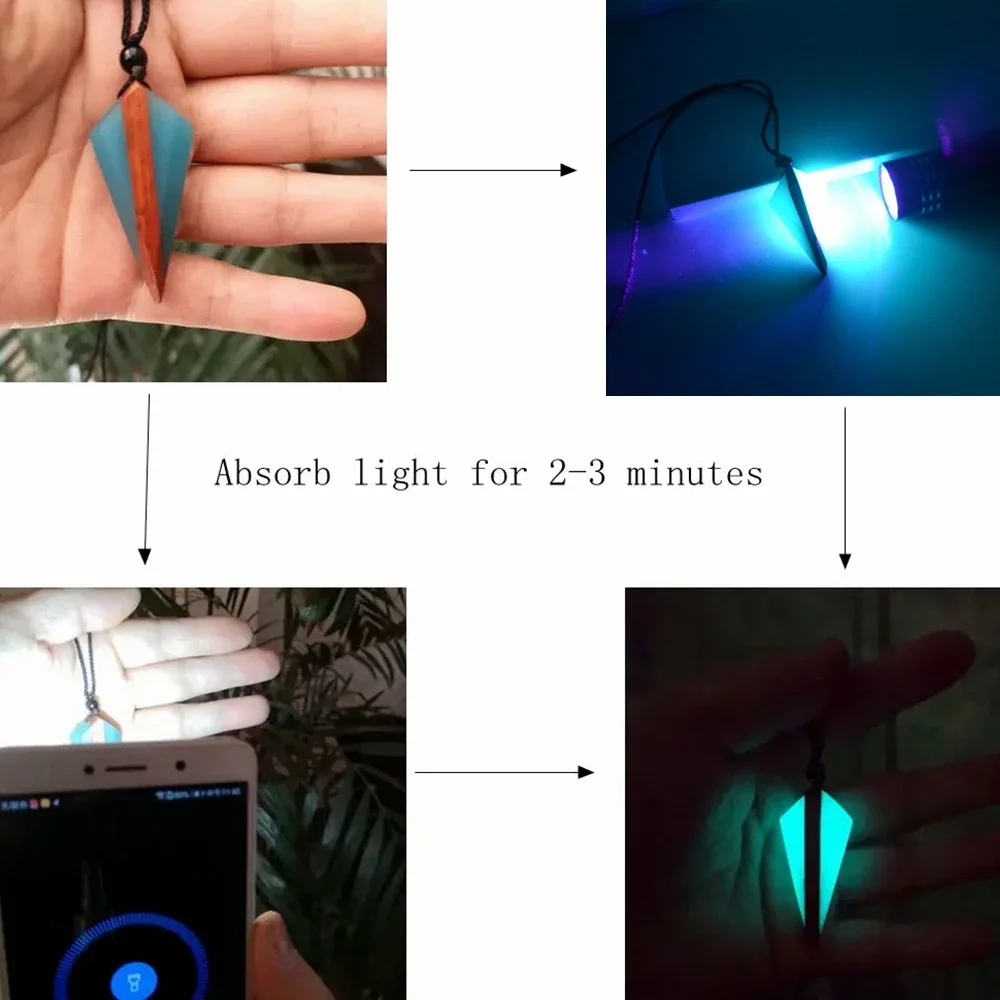 Men and Women Wear Fashionable Vacation Solid Wood&Resin Night Light Handmade Pendant Necklace as a Gift for Daily Wear - view 3