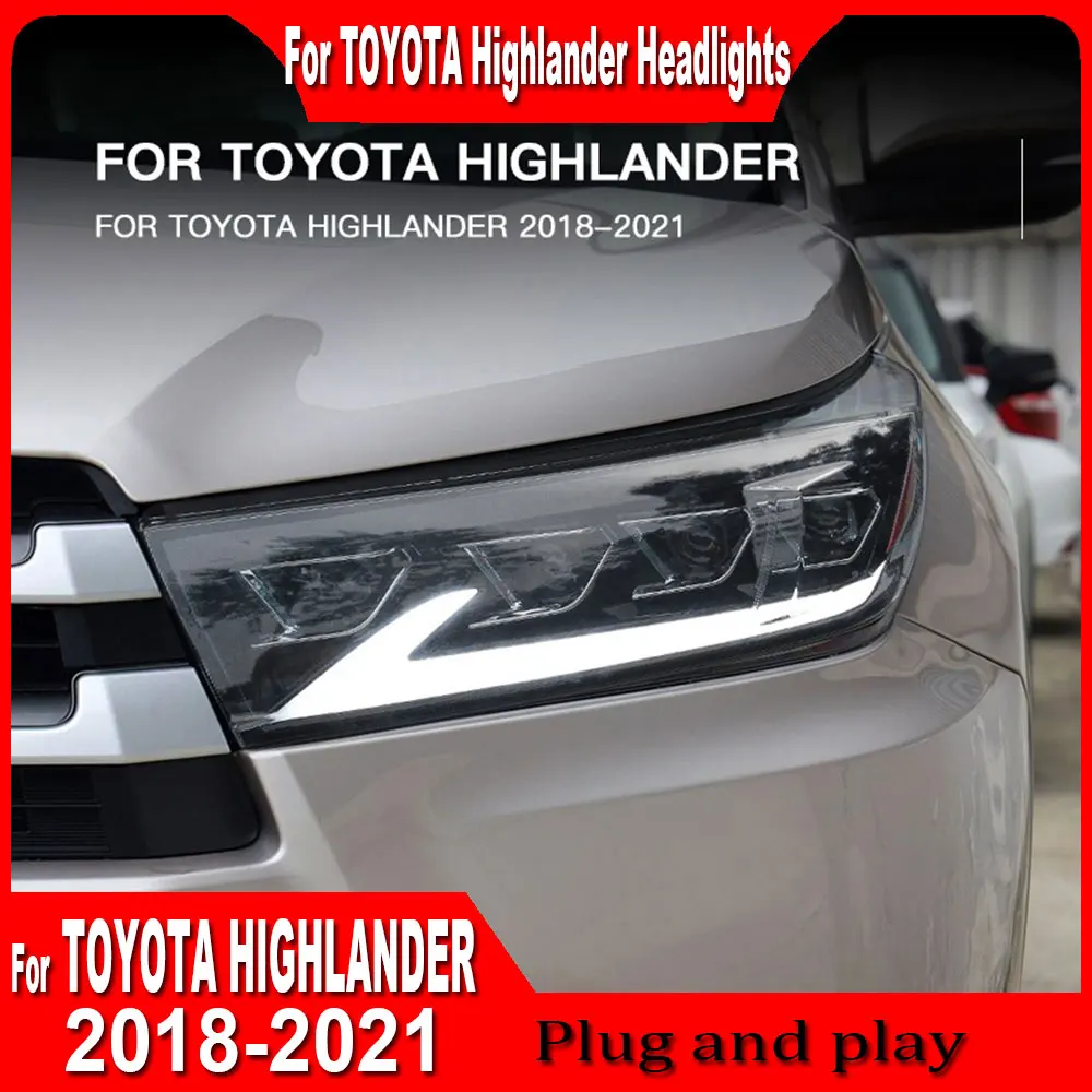 LED Headlights For Toyota Highlander 2018-2021 to lexus style full LED Headlamp Assembly Upgrade Projector Lens Accessories 2pc