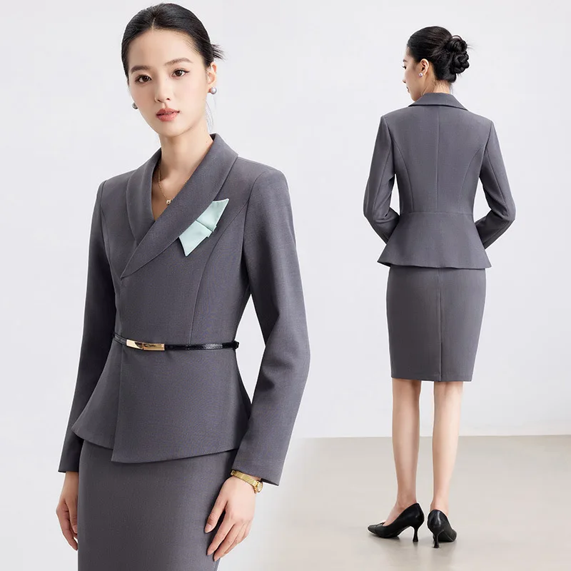 High-end flight attendant professional suit for women, suitable for spring and autumn, elegant for hotel reception, jewelry stor
