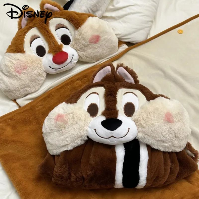 Disney Chip 'n' Dale Cartoon Plush Blanket Autumn And Winter Aesthetic Household Shawl Hooded Portable Fashion Blankets Kawaii