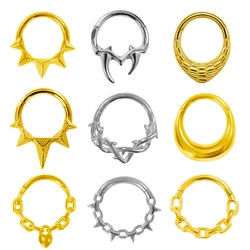 Septum Piercing Tribal Fangs Nasenring Daith Conch Chain Clicker 316L Edelstahl Knorpel Helix Spitzer Kegel Segmentring