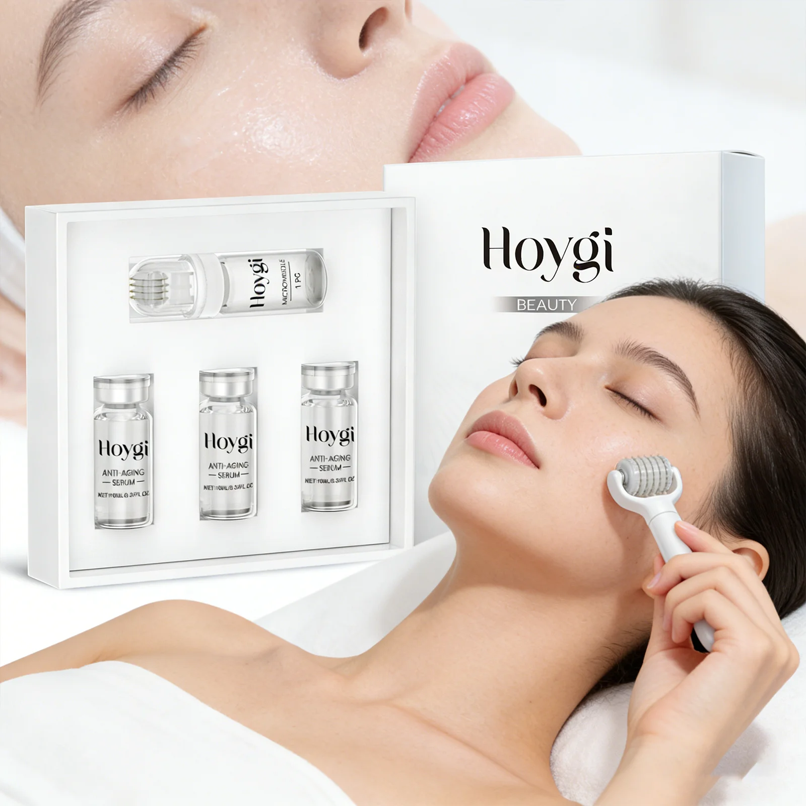 Conjunto de Rolo de Microagulhas de Ácido Hialurônico 0.25mm para o Rosto, para Pele Lisa, Proteção da Barreira Cutânea, Hidratação Duradoura, Kit de 
