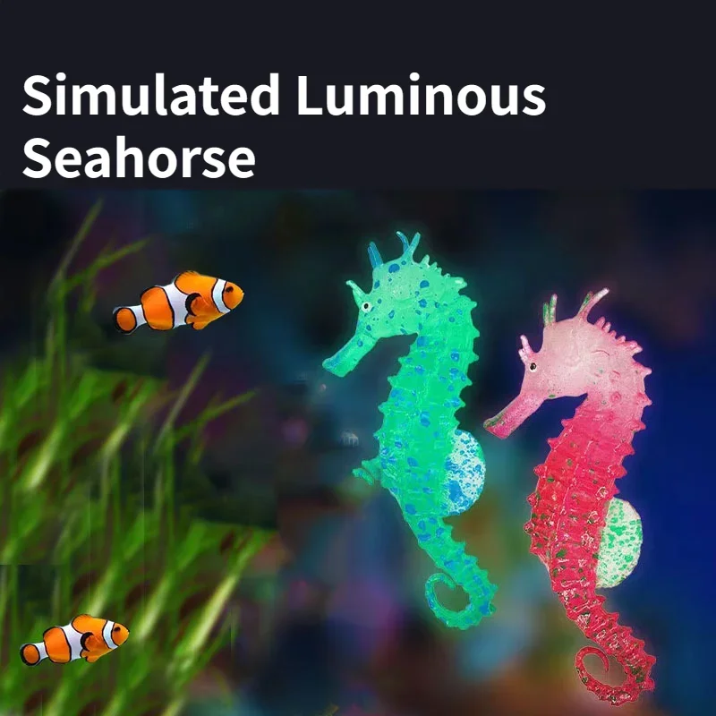 

Aquarium Artificial Luminous Seahorse Fish Tank Landscape Silicone Fake Fish Floating Glow In Dark Ornament Decoration