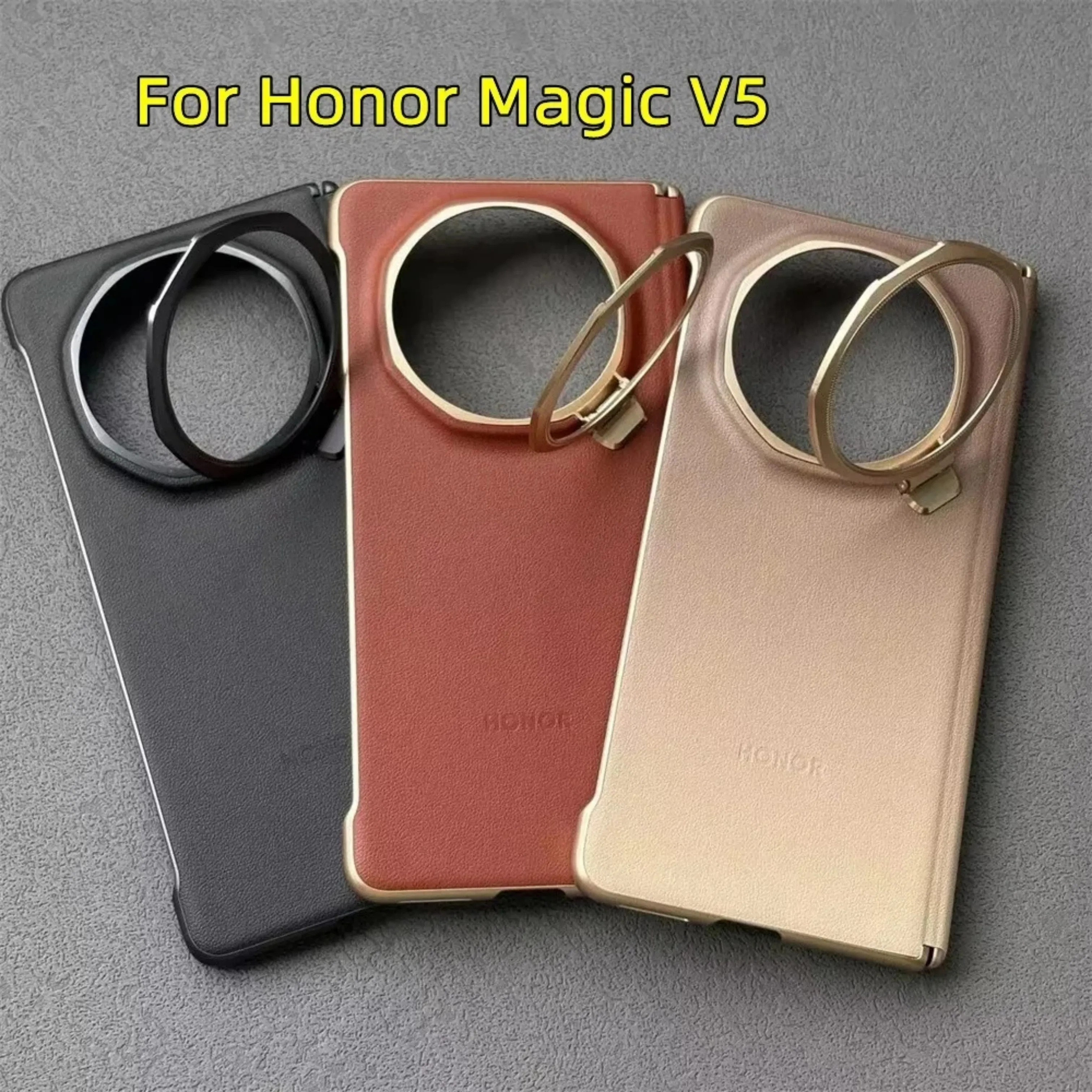 

For Honor Magic V5 Leather Standing Phone Case Luxury Business Soft Skin Touch Full Protective Back Bumper Shell magic v5 B