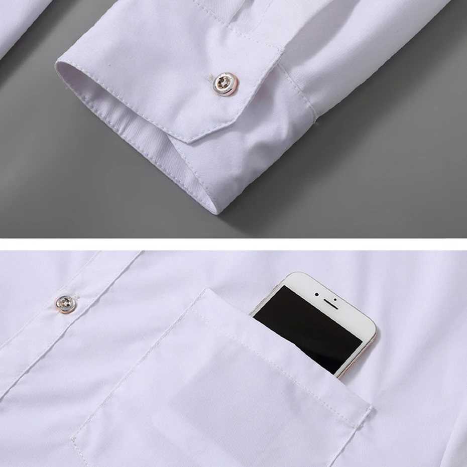 11XL Plus Size Shirts Men Spring Autumn Long Sleeve Shirt Fashion Casual Solid Color Black White Shirt Male Big Size 11XL