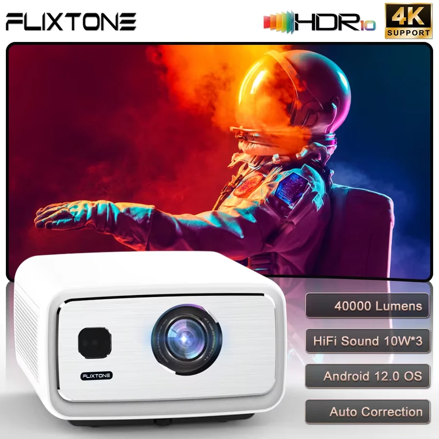 FlixTone D9W Ultra 40000 люмен проектор 4k 1080P проектор для фильмов авто Android домашний кинотеатр для встреч на открытом воздухе видео