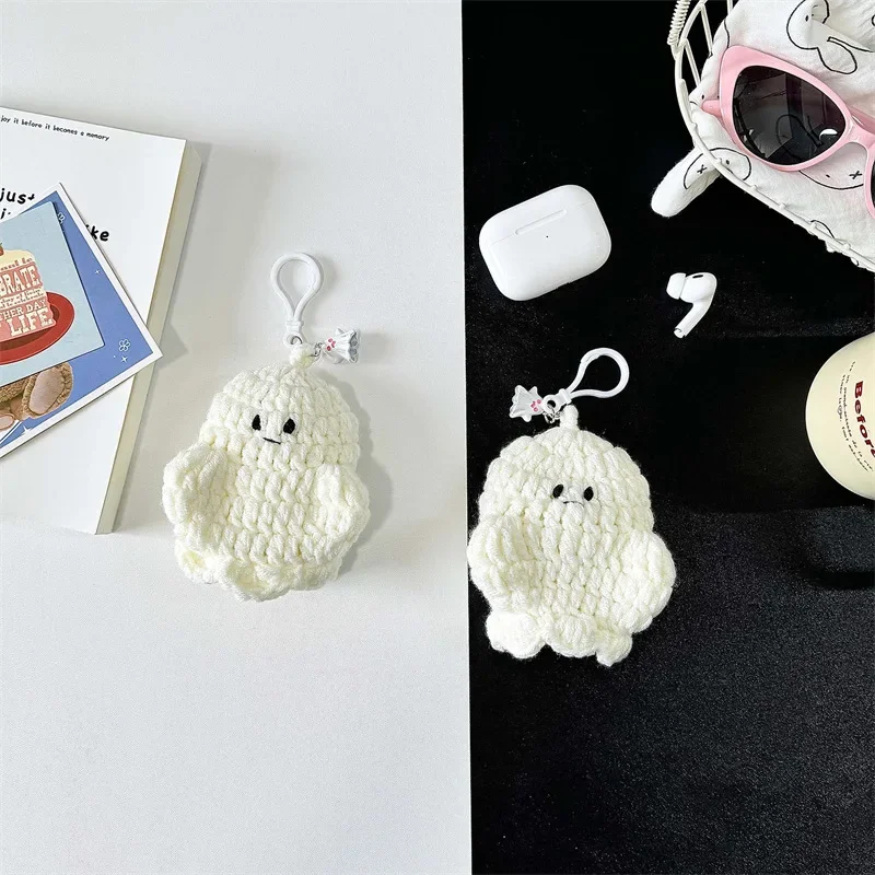 

Halloween Cartoon Woven Ghost Case for AirPods 4 Airpod 1 2 3 Pro Pro2 Bluetooth Earbuds Charging Box Earphone Case Cover