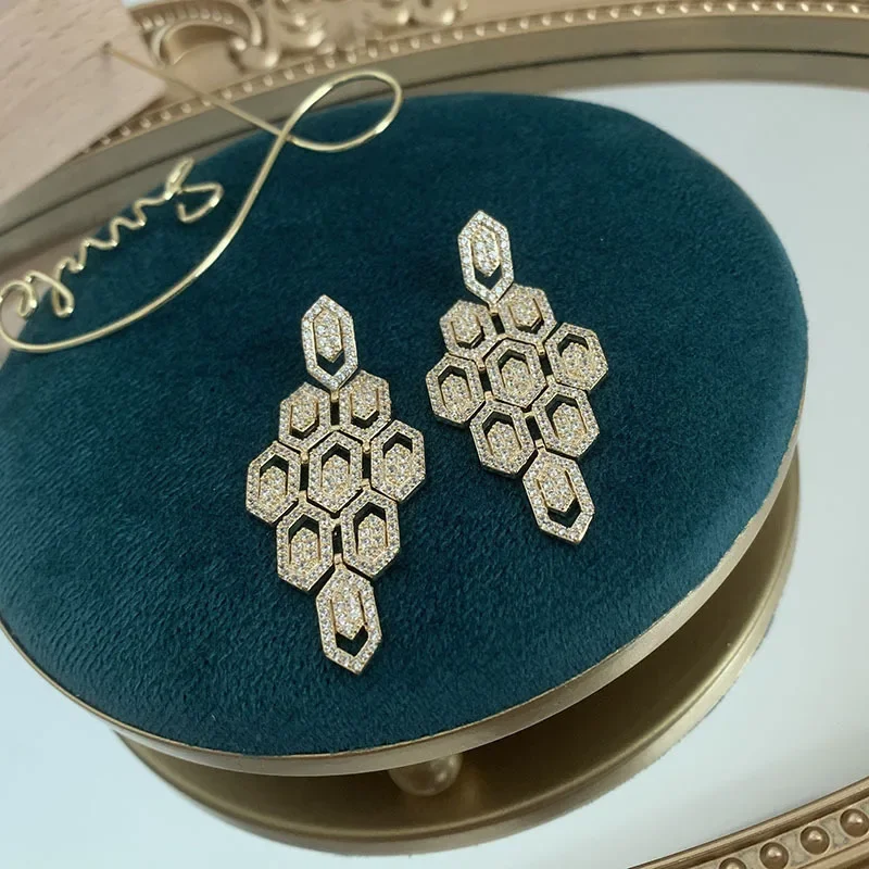 

Fashion New Trendy Pendant Earrings Full Micro Elegant Shiny Cubic Zirconia for Women Bridal Wedding Party Jewelry