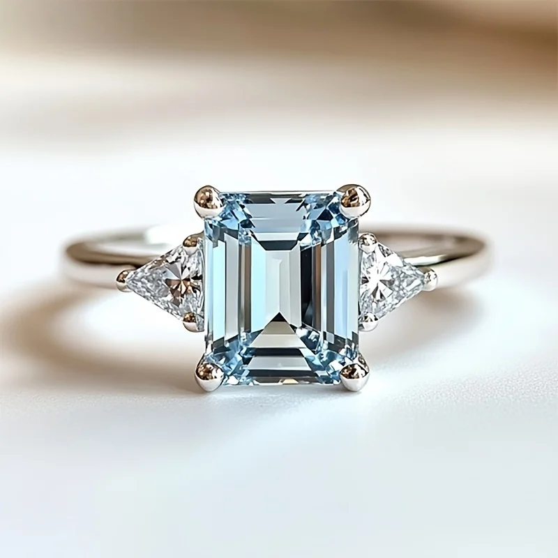

SGARIT 3Ct 925 Sterling Silver Sky Blue Topaz Ring Sky Blue Crystal Popualr 2025 Women Wedding Jewelry